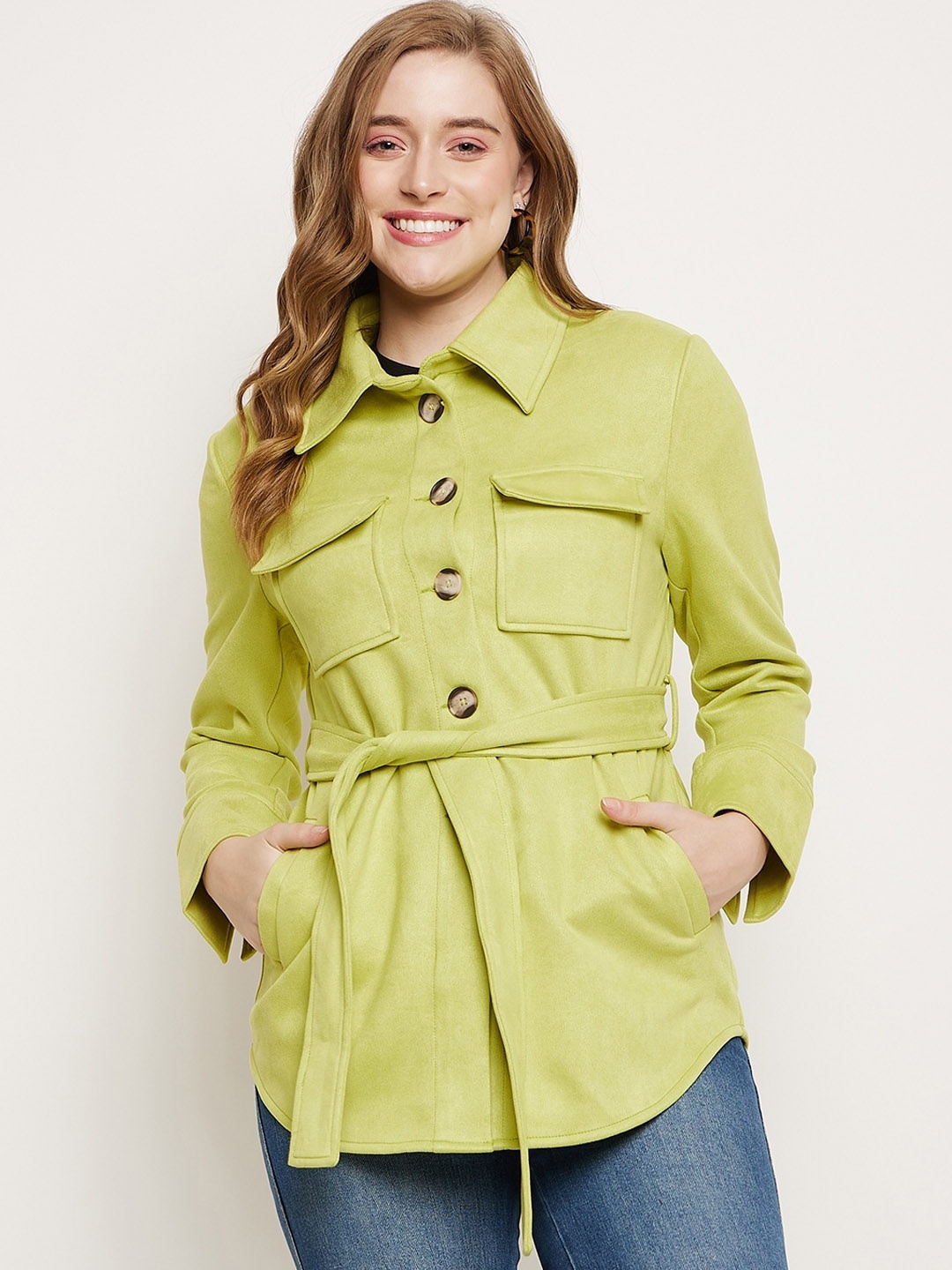 

Madame Spread Collar Longline Tailored Jacket, Green