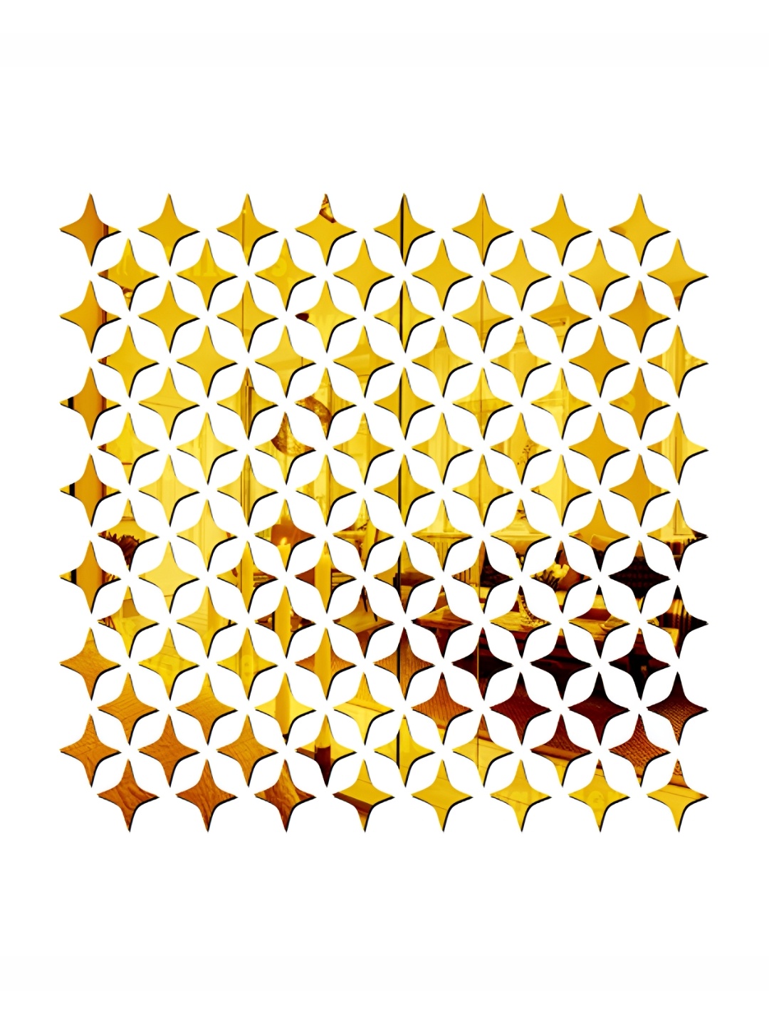 

Wall1ders 100 pcs Metallic Toned Star-patterned Mirror Wall Stickers, Gold