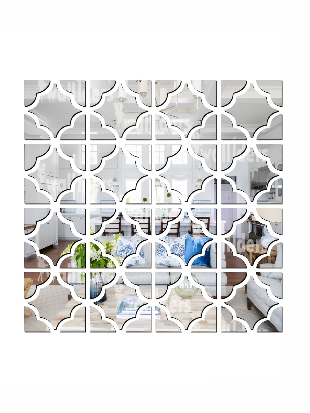

Wall1ders 16 Pcs Metallic Toned Geometric Patterned Mirror Wall Sticker, Silver