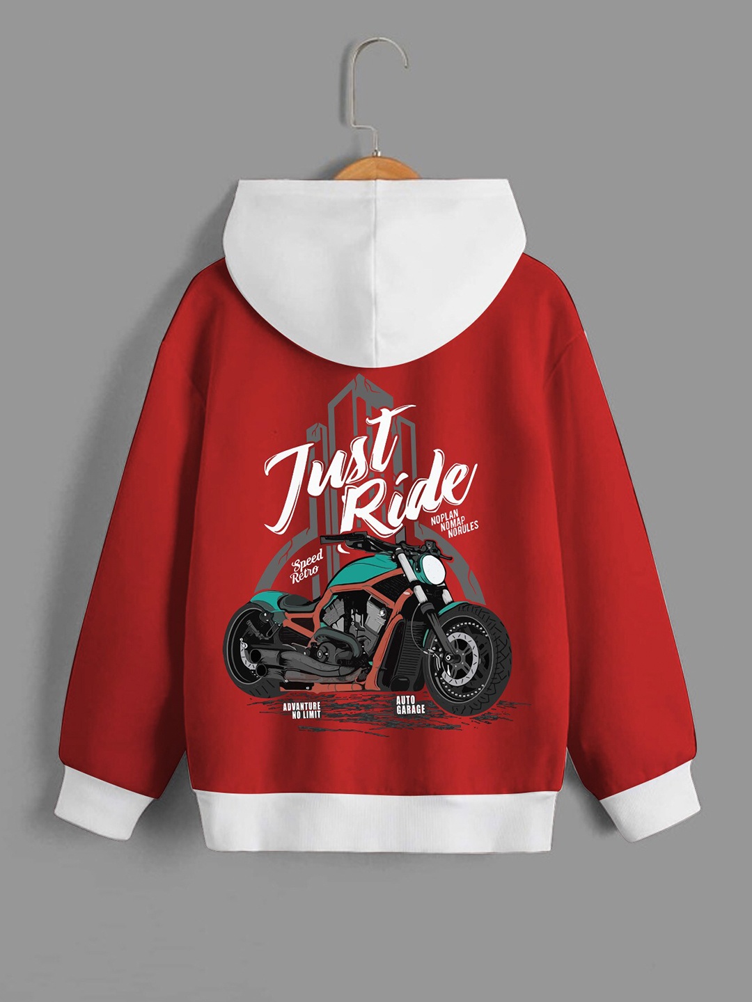 

BAESD Boys Printed Hooded Fleece Sweatshirt, Red