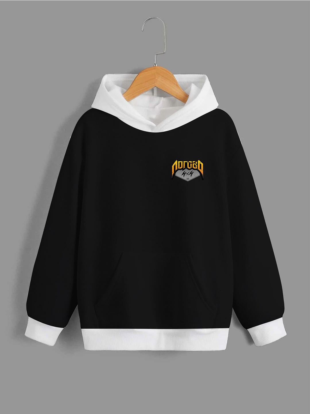 

BAESD Boys Graphic Printed Hooded Relaxed Fleece Sweatshirt, Black