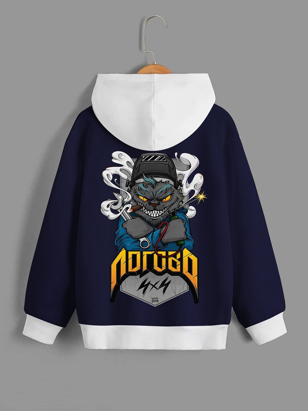 

BAESD Boys Printed Hooded Fleece Sweatshirt, Navy blue