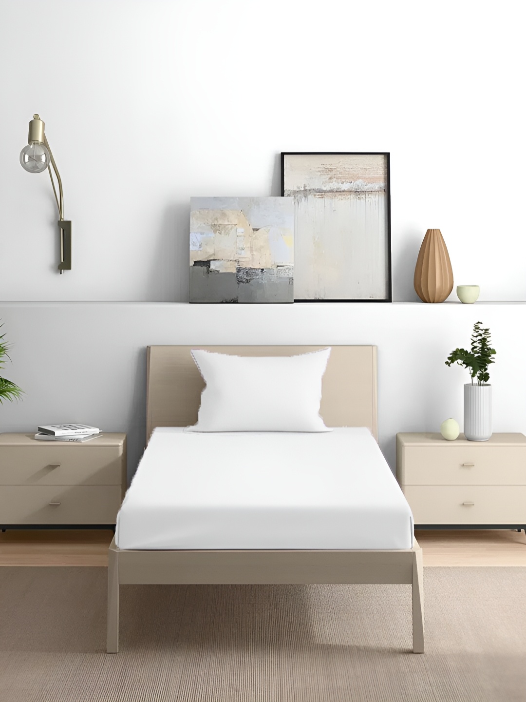 

House of Owlet White Cotton 210 TC Single Bedsheet With 1 Pillow Cover