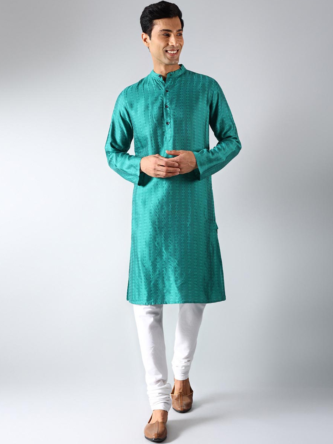 

Fabindia Ethnic Motif Woven Design Straight Kurta, Green