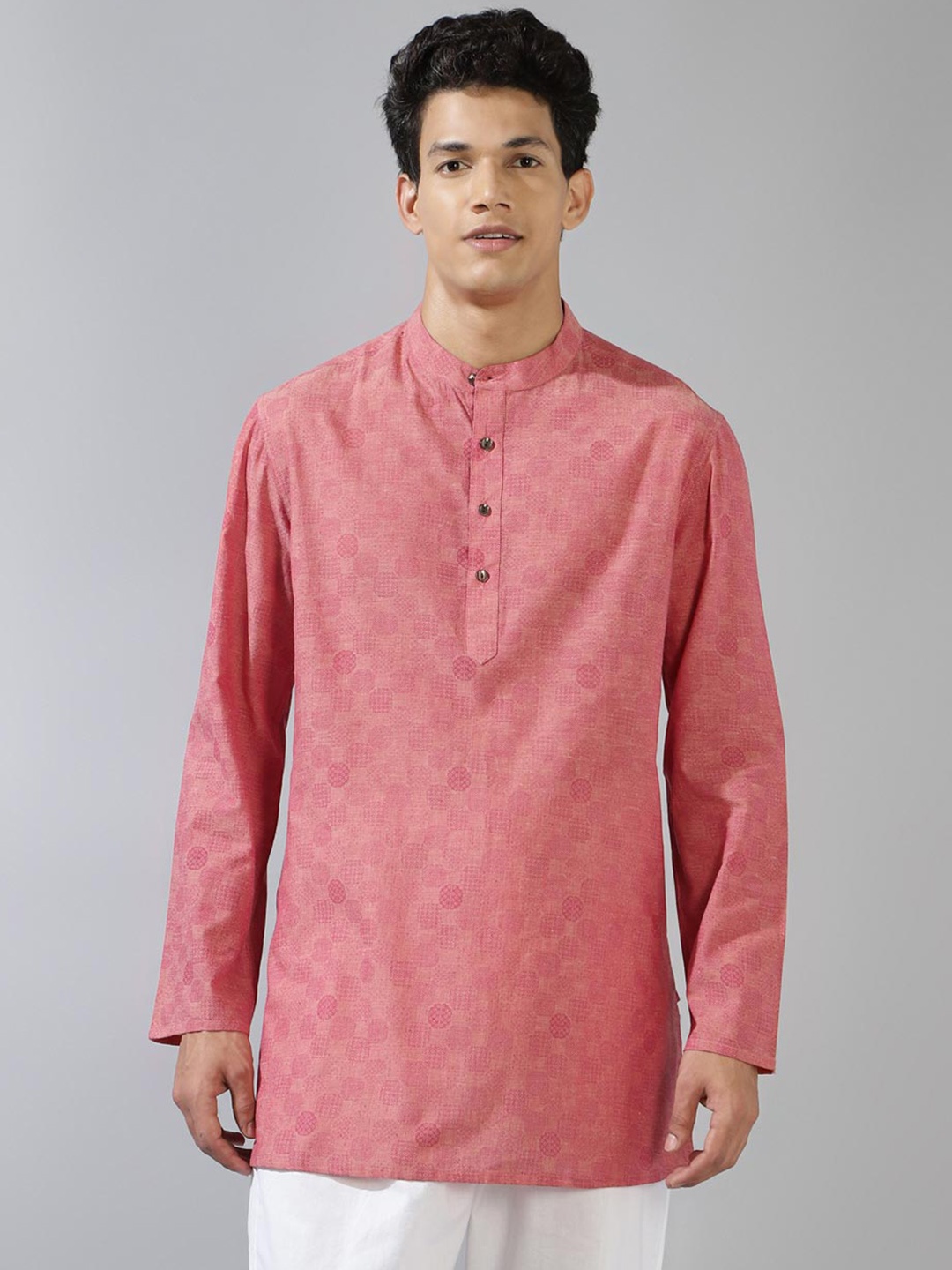

Fabindia Geometric Printed Straight Cotton Kurta, Coral
