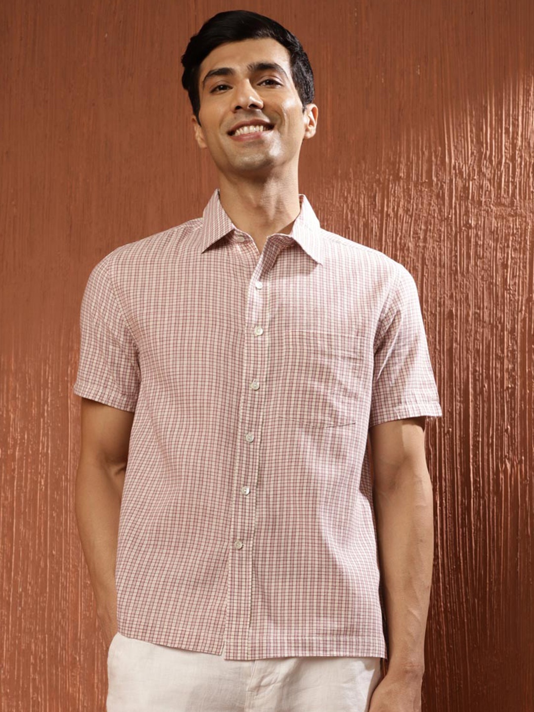 

Fabindia Vertical Striped Short Sleeves Cotton Casual Shirt, White