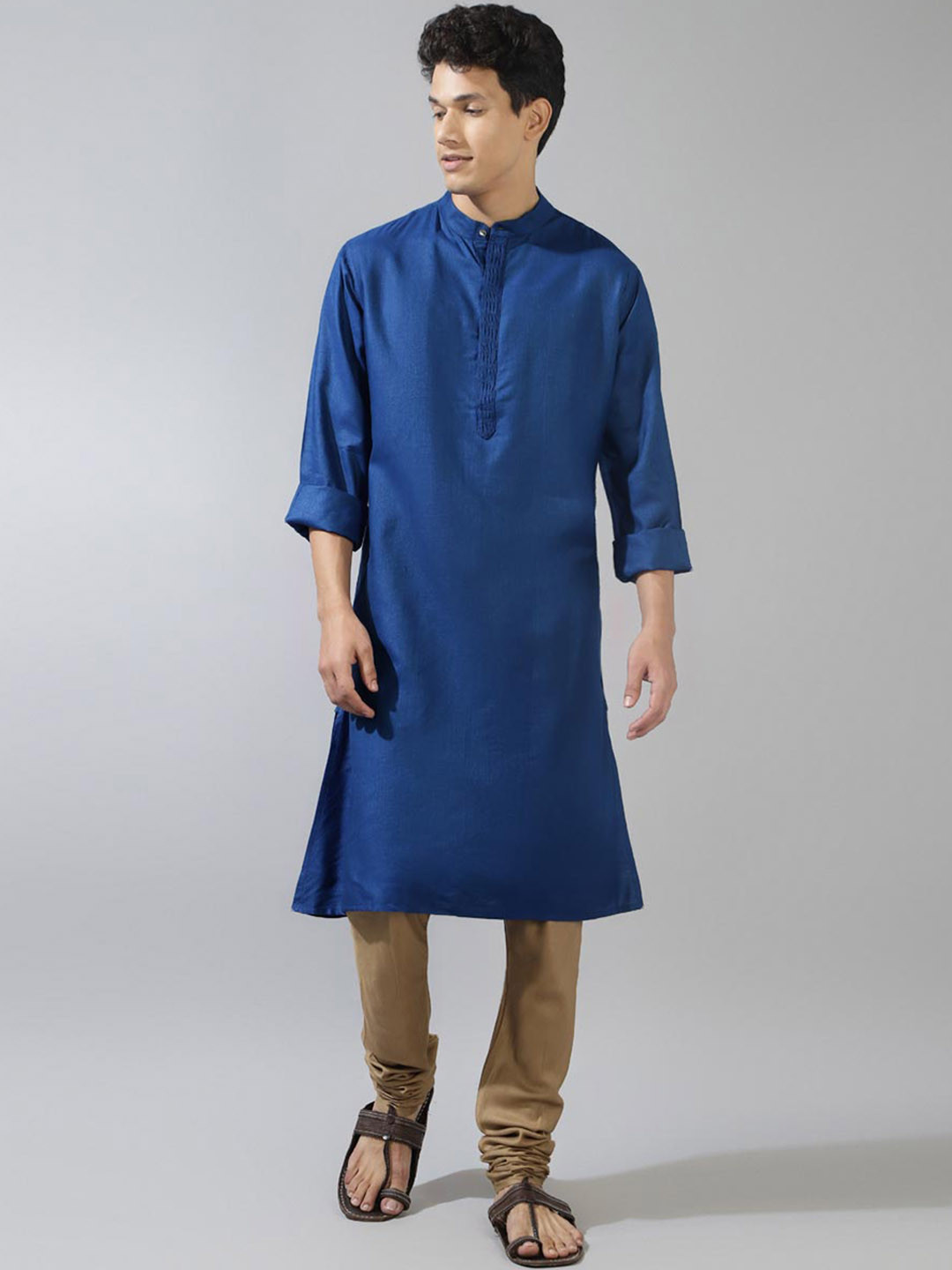 

Fabindia Band Collar Straight Kurta, Blue
