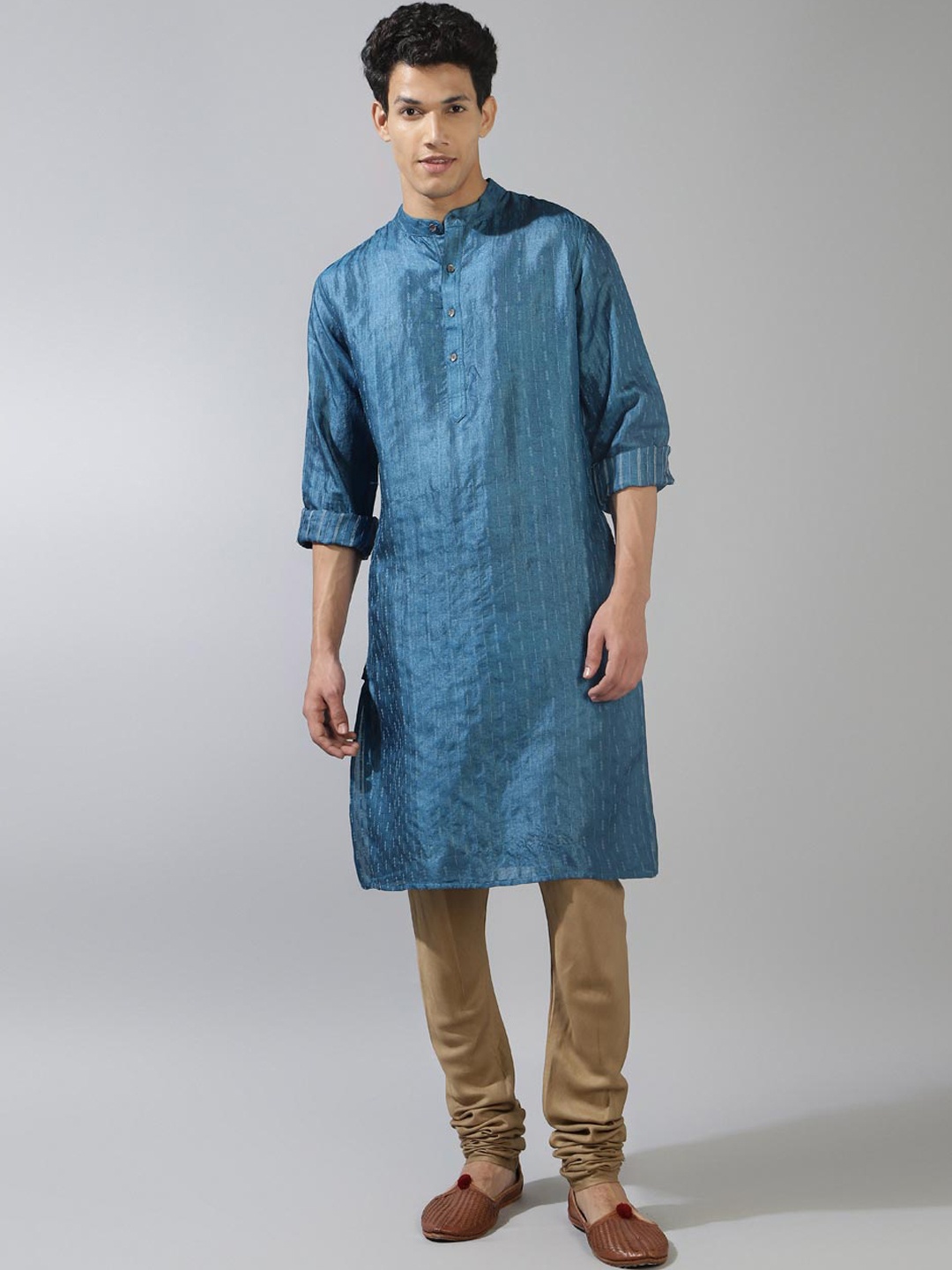 

Fabindia Striped Dobby Slim Fit Straight Kurta, Blue