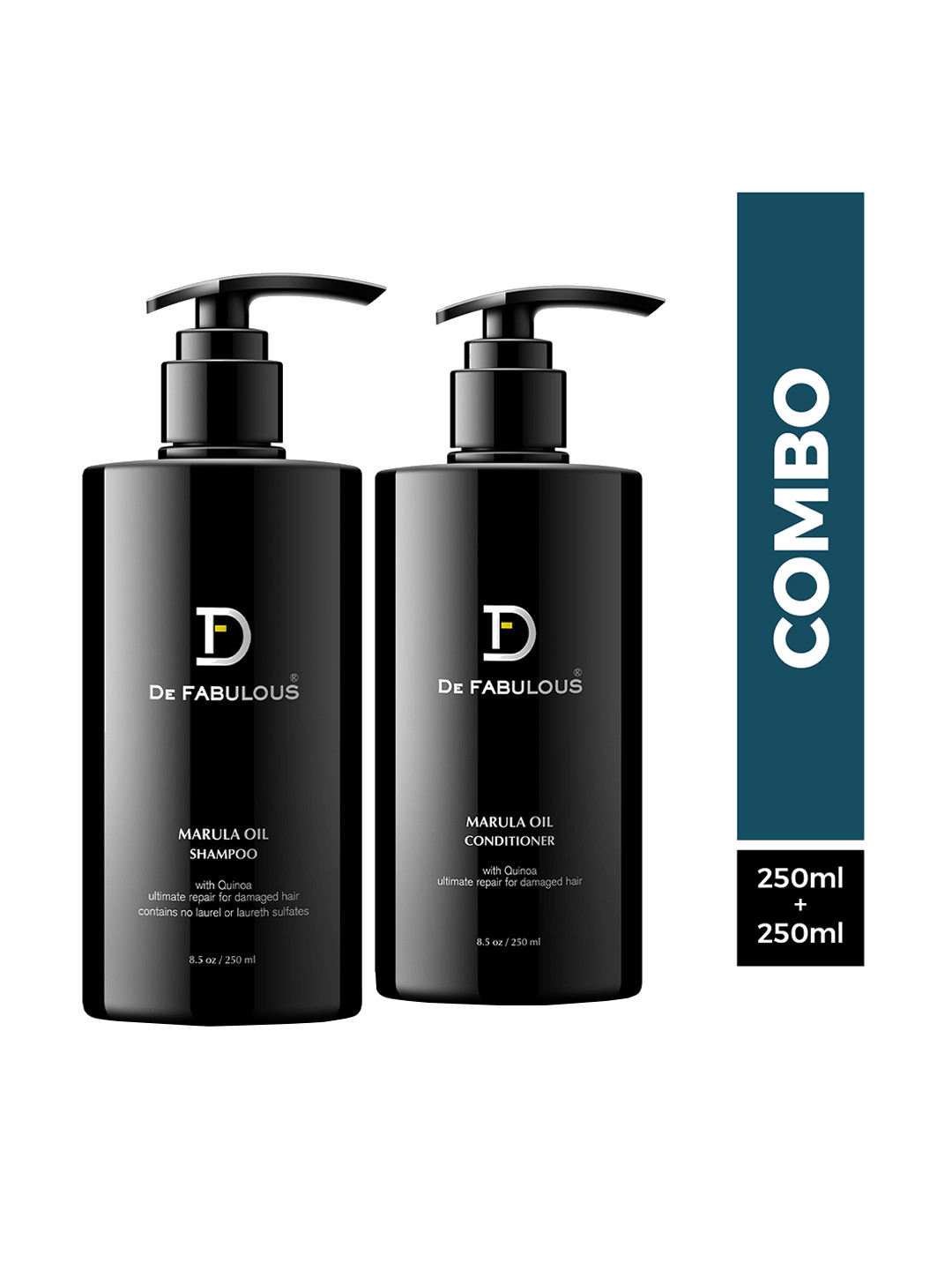 

De Fabulous Set Of 2 Marula Oil Shampoo & Conditioner - 250ml Each, Black