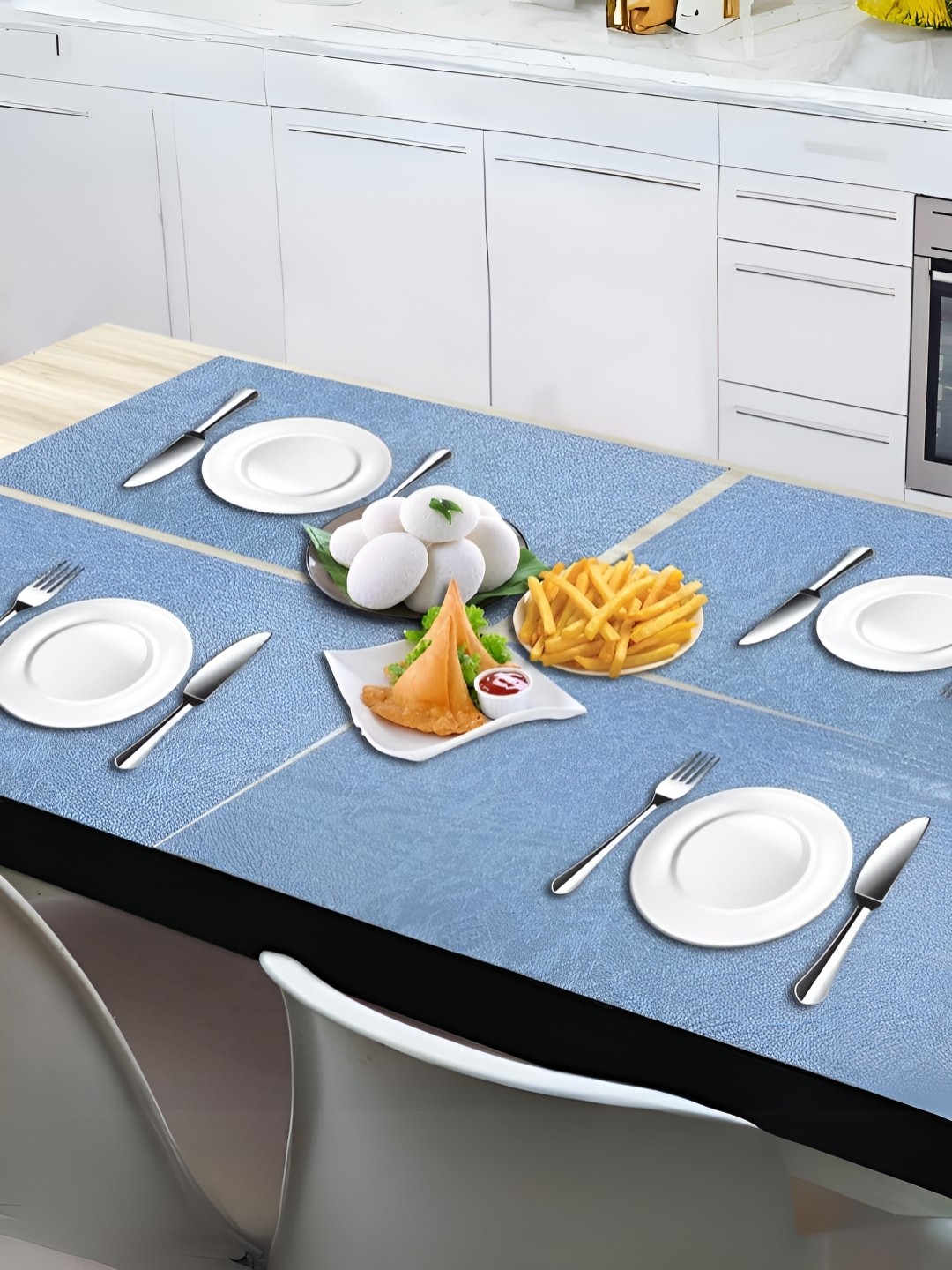 

YELONA Blue 8 Pieces Floral Rectangle Table Placemats