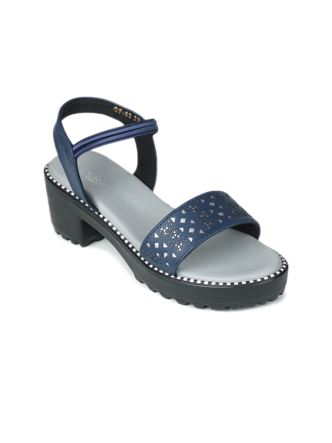 

Liberty Girls Textured Laser Cuts Platform Heels, Blue