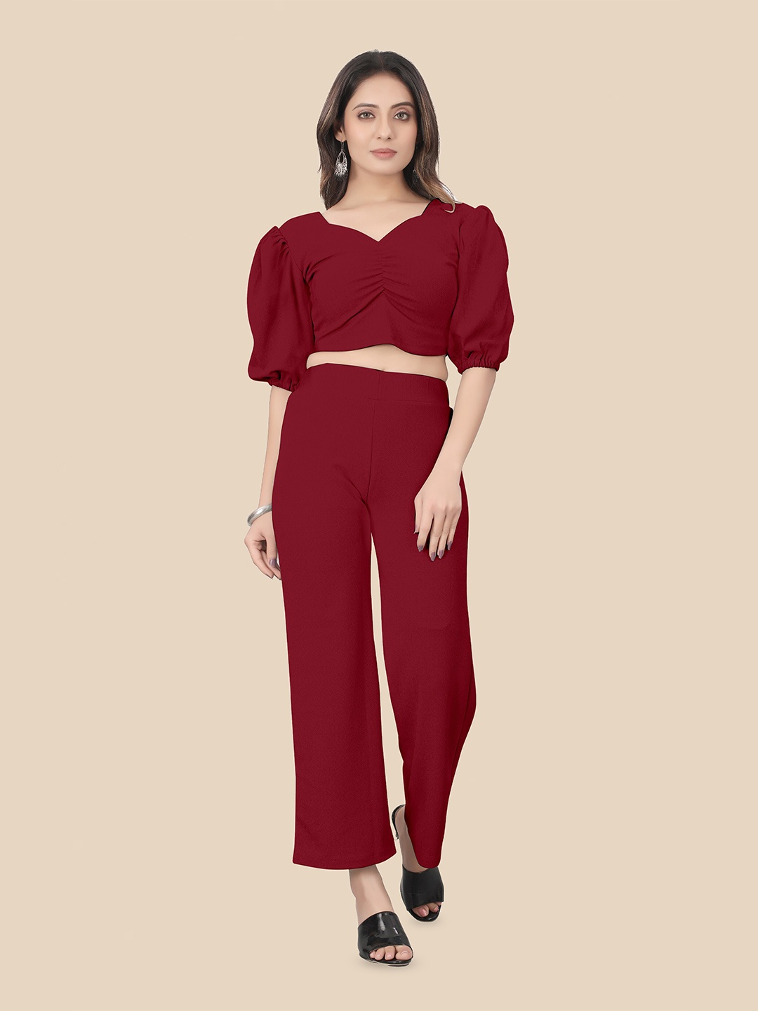 

N N ENTERPRISE Top With Trousers Co-Ords, Maroon