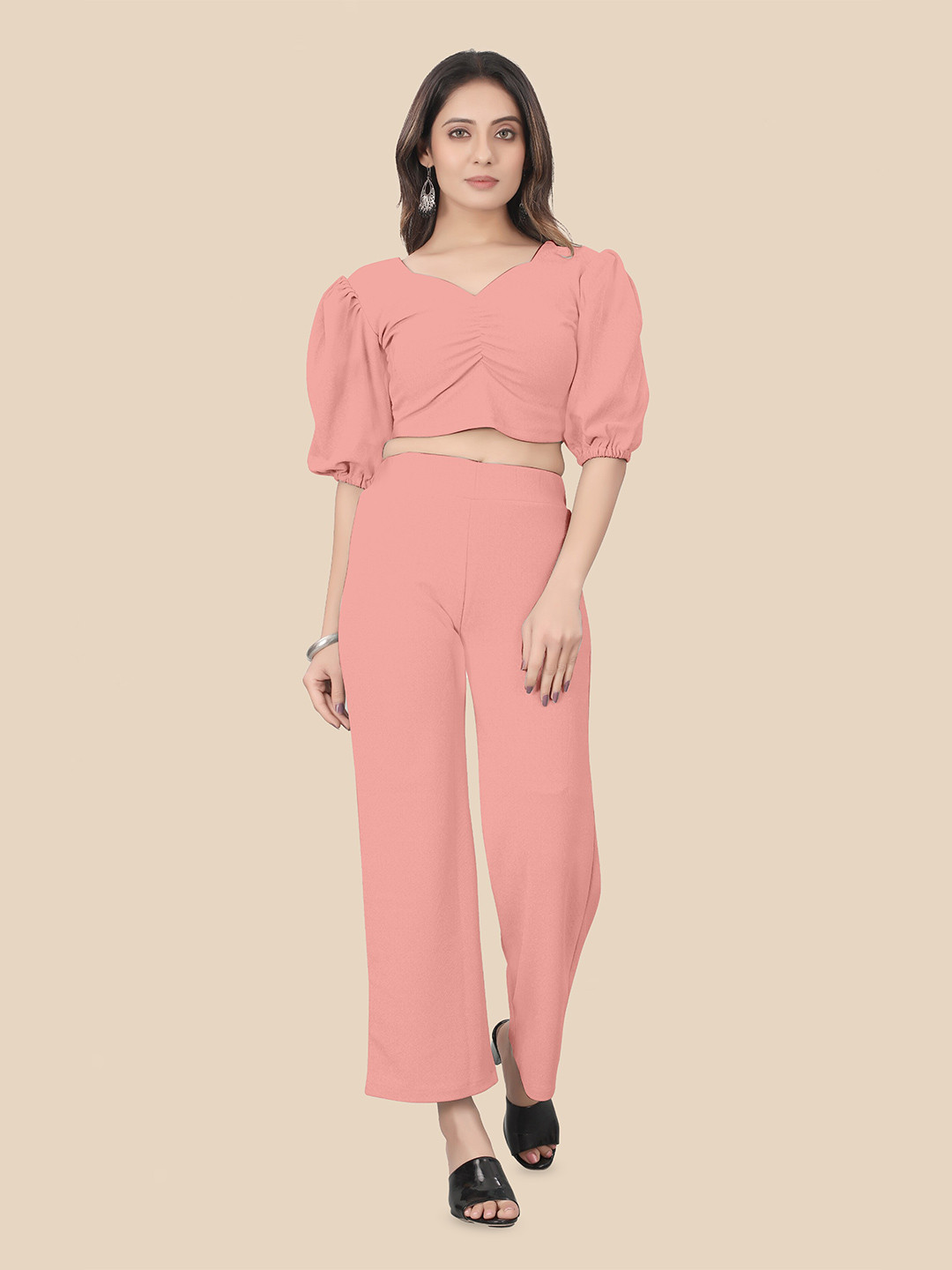 

N N ENTERPRISE Top With Trousers Co-Ords, Peach