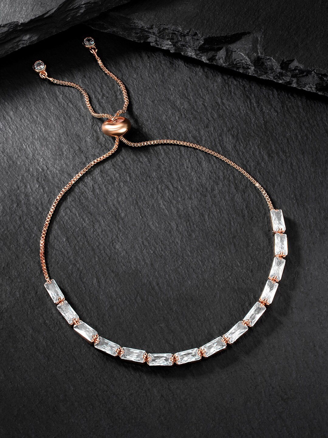 

Peora Women Rose Gold-Plated Cubic Zirconia Wraparound Bracelet
