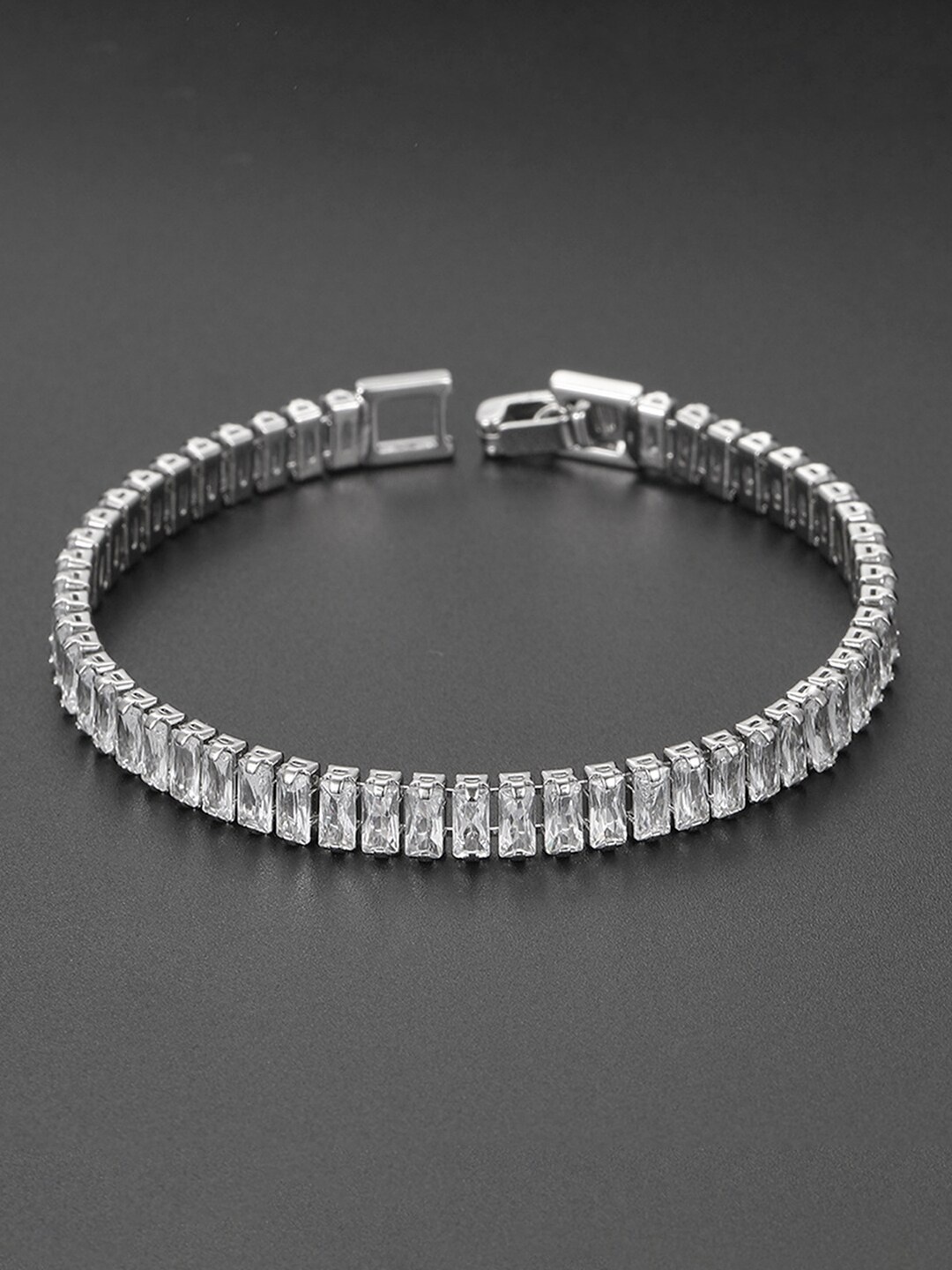 

Peora Women Silver-Plated Crystals Link Bracelet