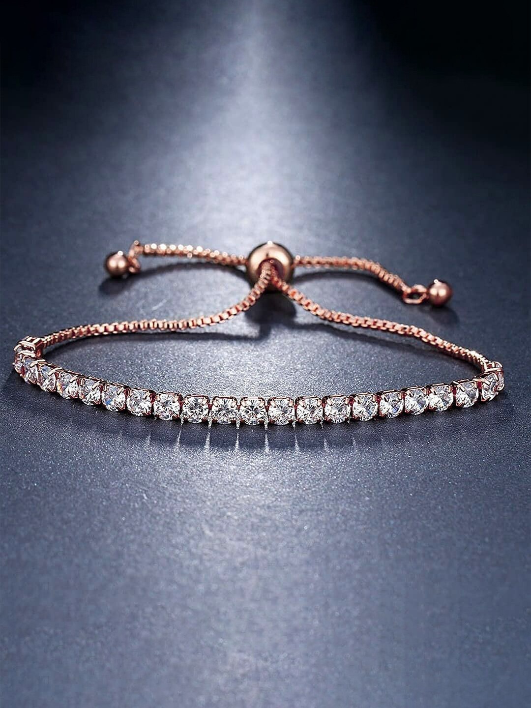 

Peora Rose Gold-Plated Cubic Zirconia-Studded Rose Gold-Plated Charm Bracelet