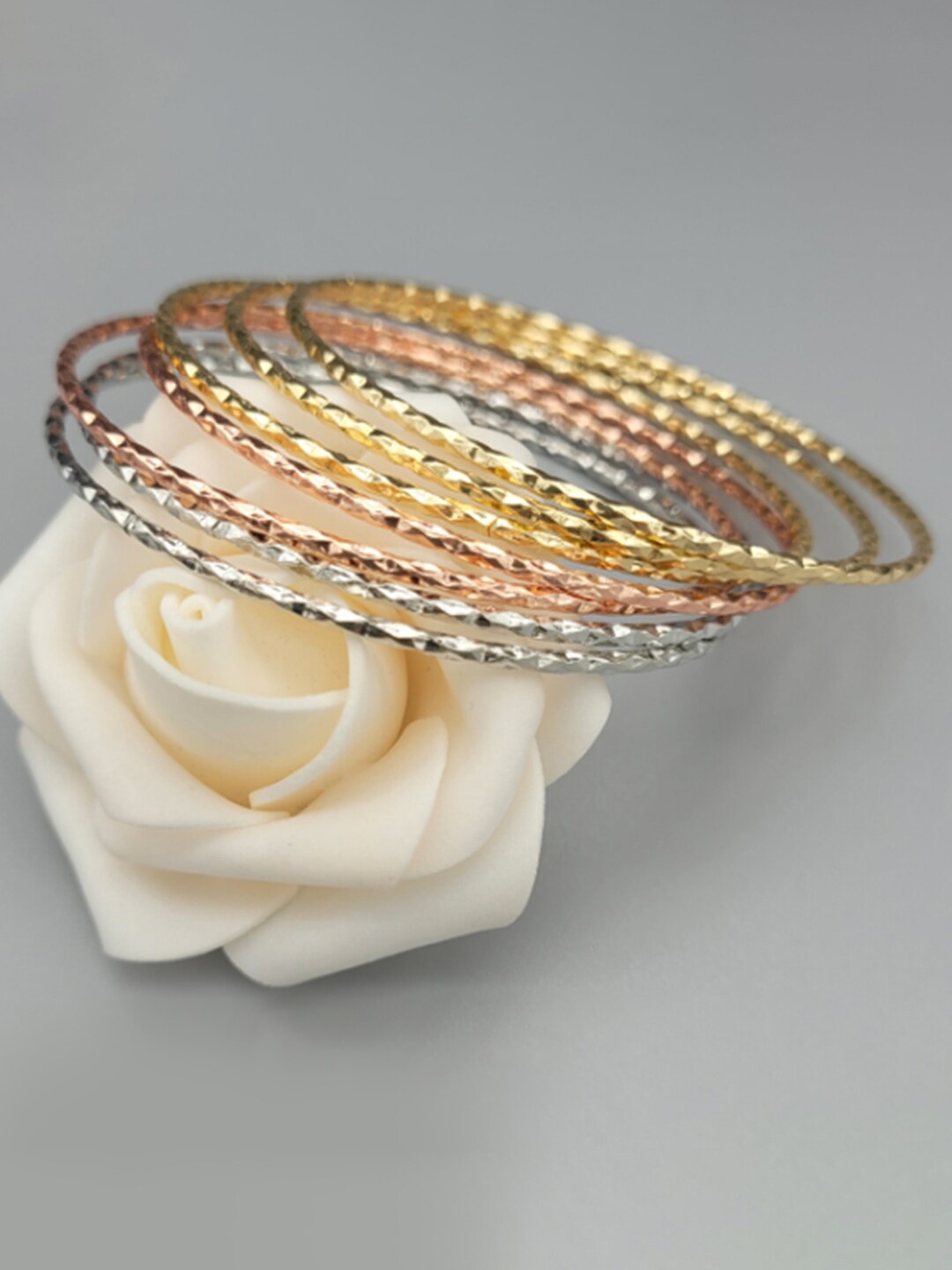 

Peora Set Of 6 Gold & Rose Gold Plated Bangles