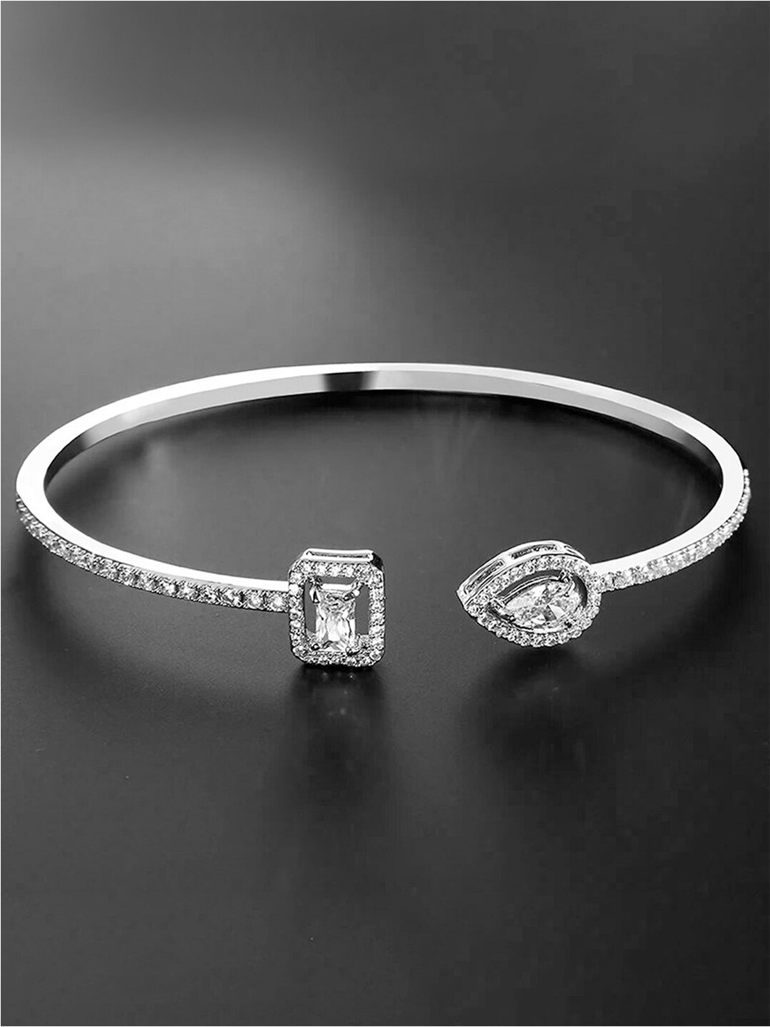 

Peora Women Silver-Plated Cubic Zirconia Kada Bracelet