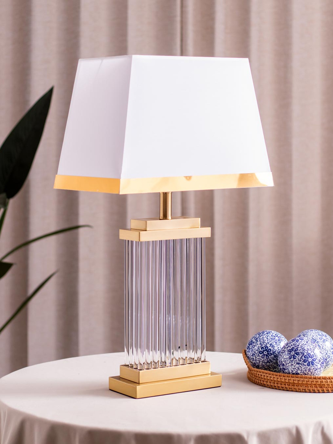 

THEDECORKART White Square Metal Table Lamps