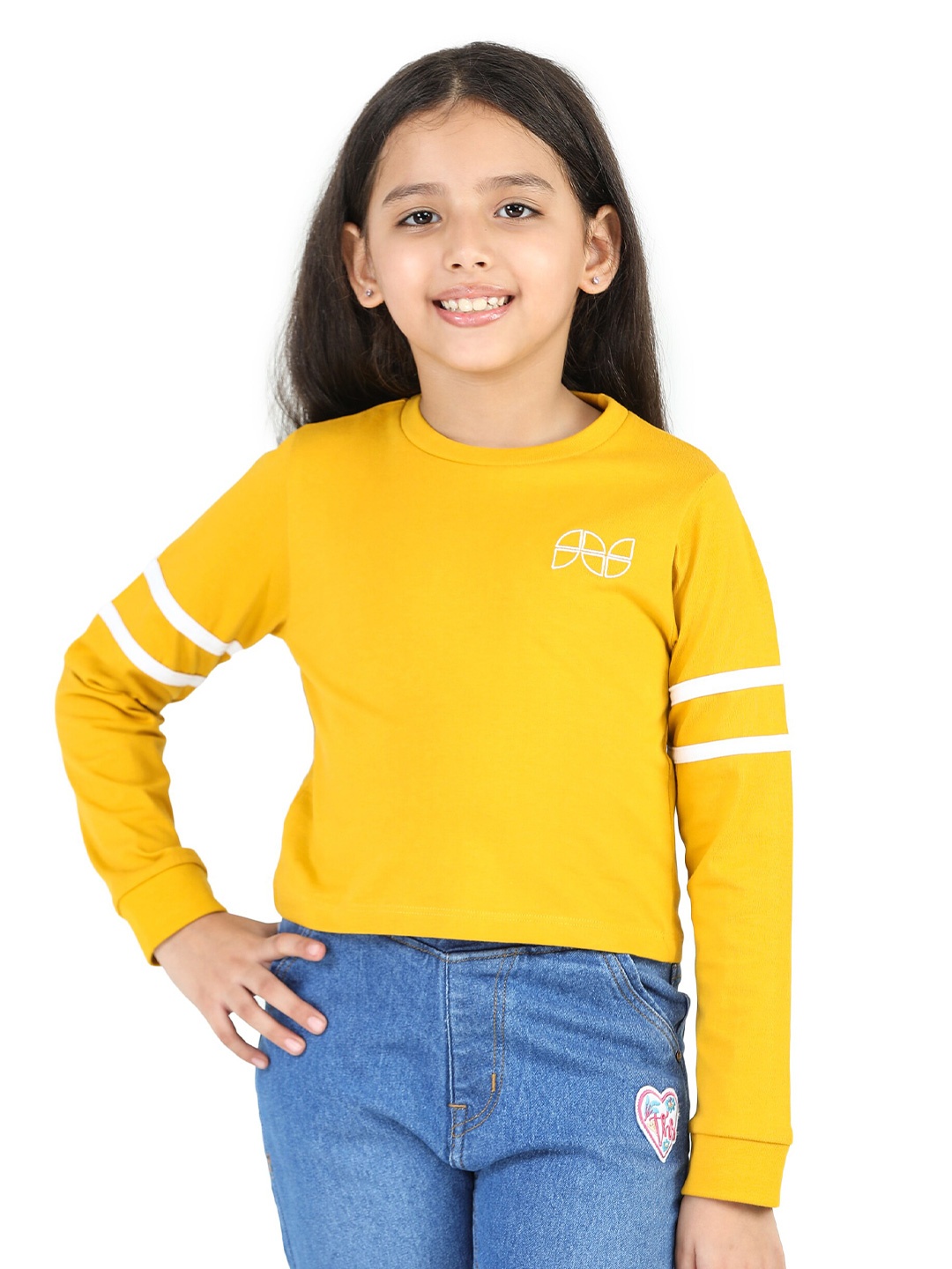 

Purple United Kids Girls Round Neck Cotton T-shirt, Yellow