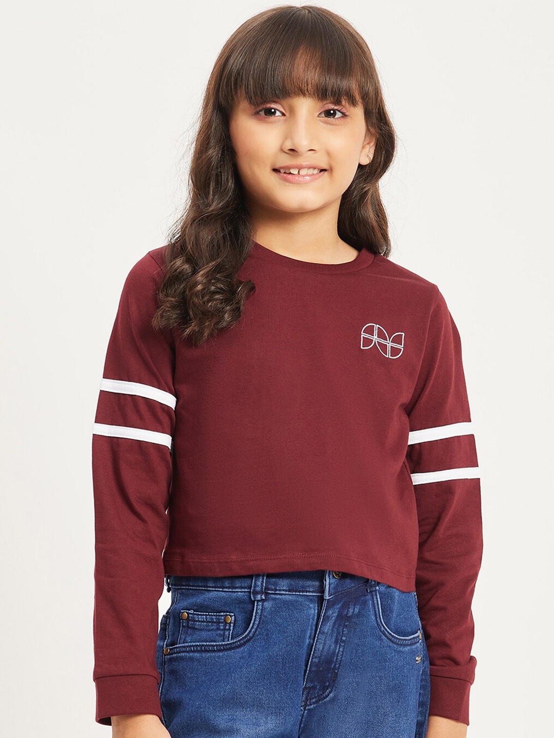 

Purple United Kids Girls Cotton Crop T-shirt, Maroon