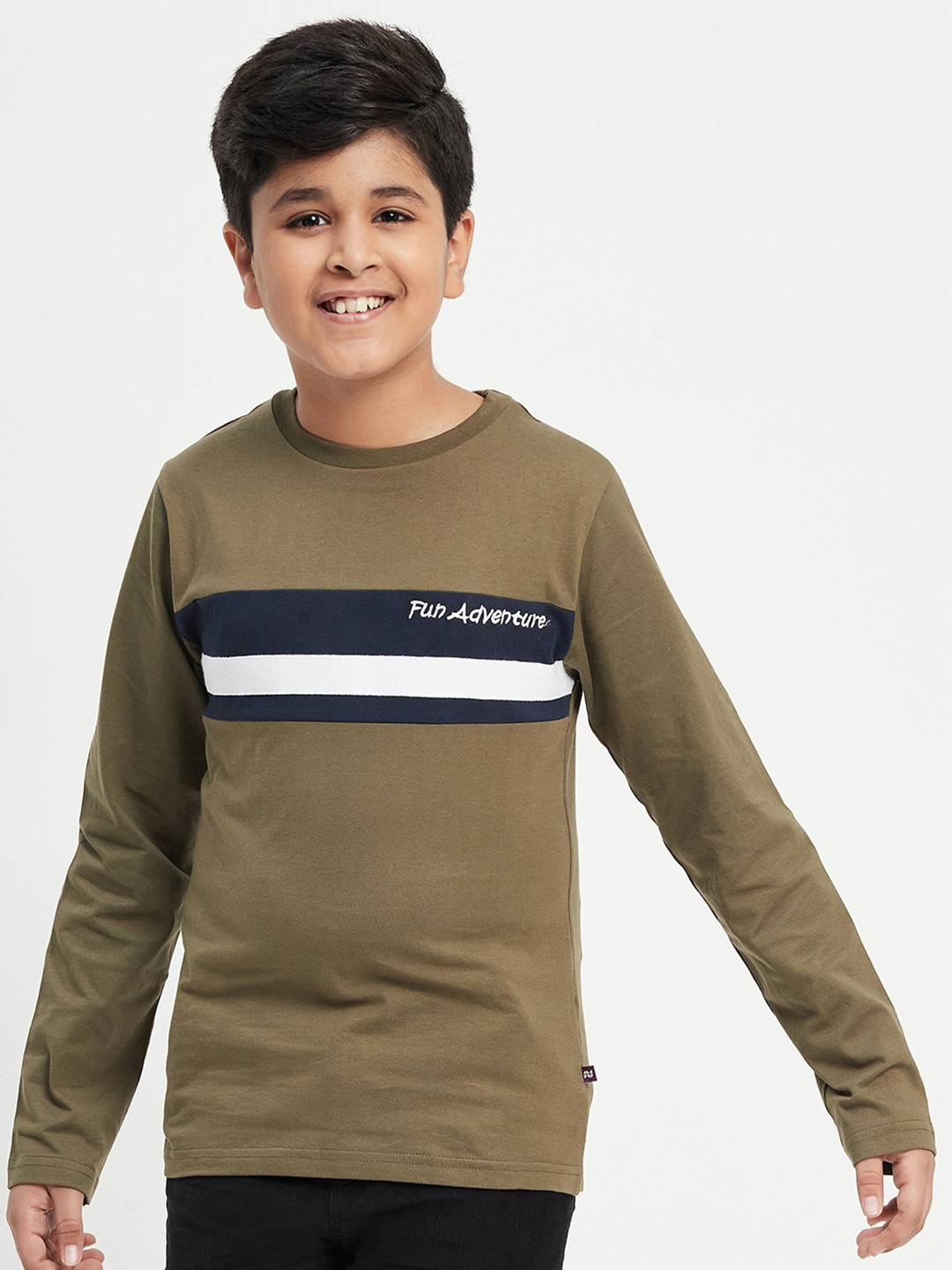 

Purple United Kids Boys Striped Cotton T-shirt, Olive