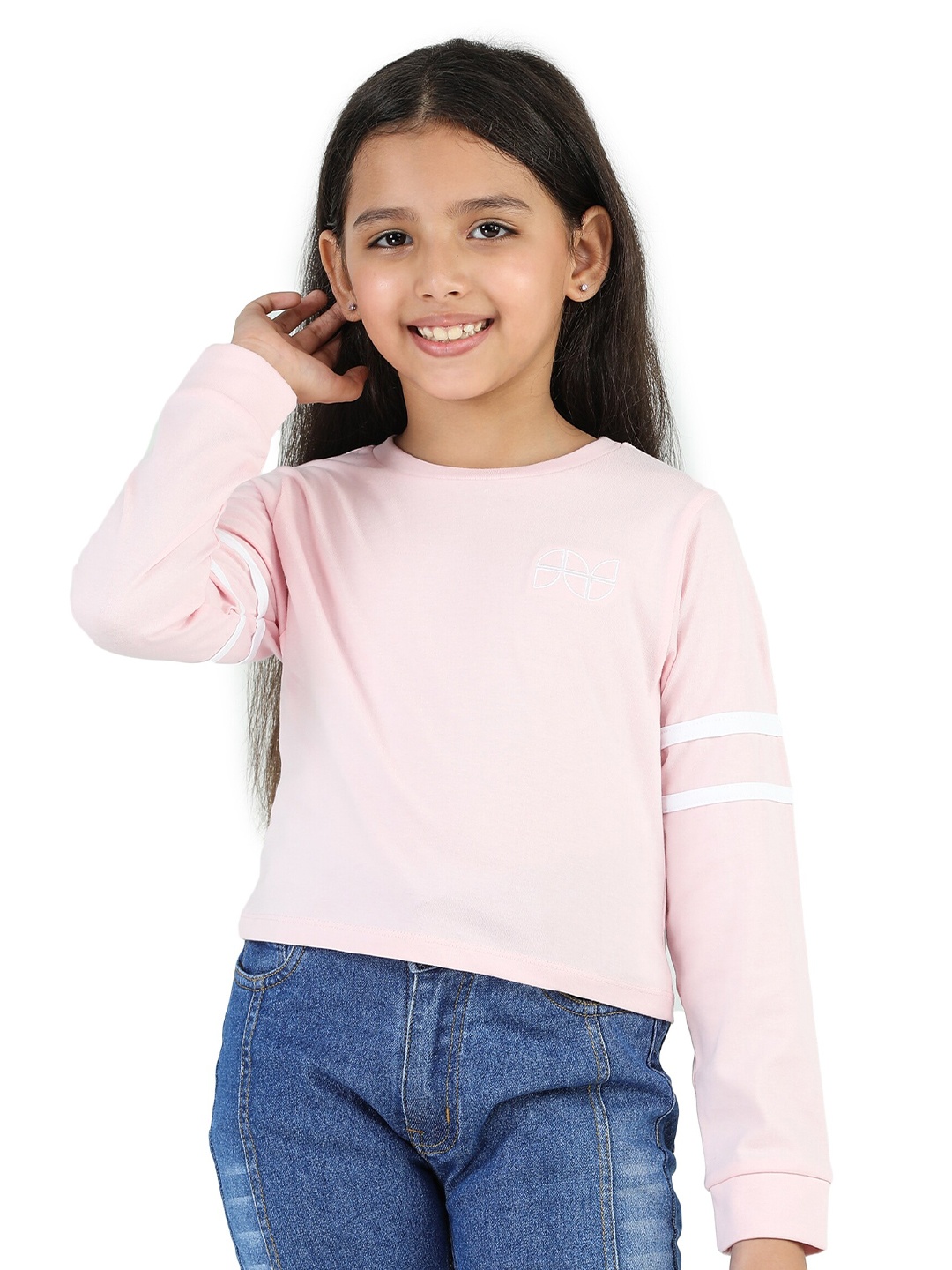 

Purple United Kids Girls Round Neck Cotton T-shirt, Pink