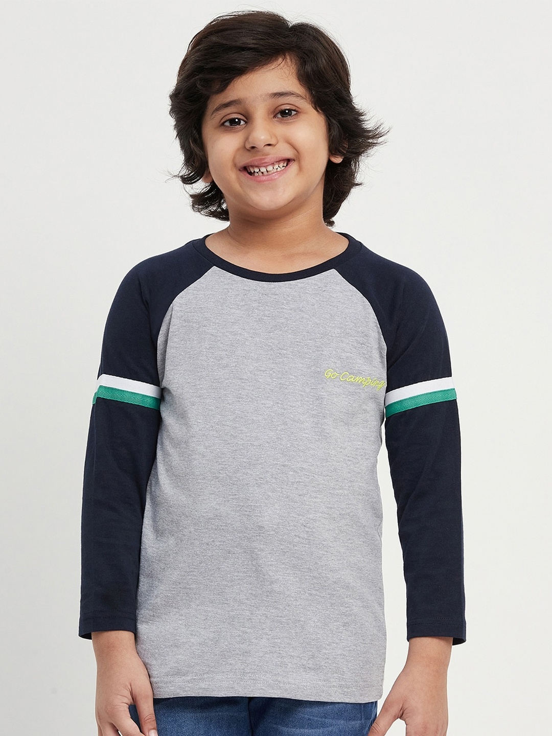 

Purple United Kids Boys Round Neck Cotton T-shirt, Grey