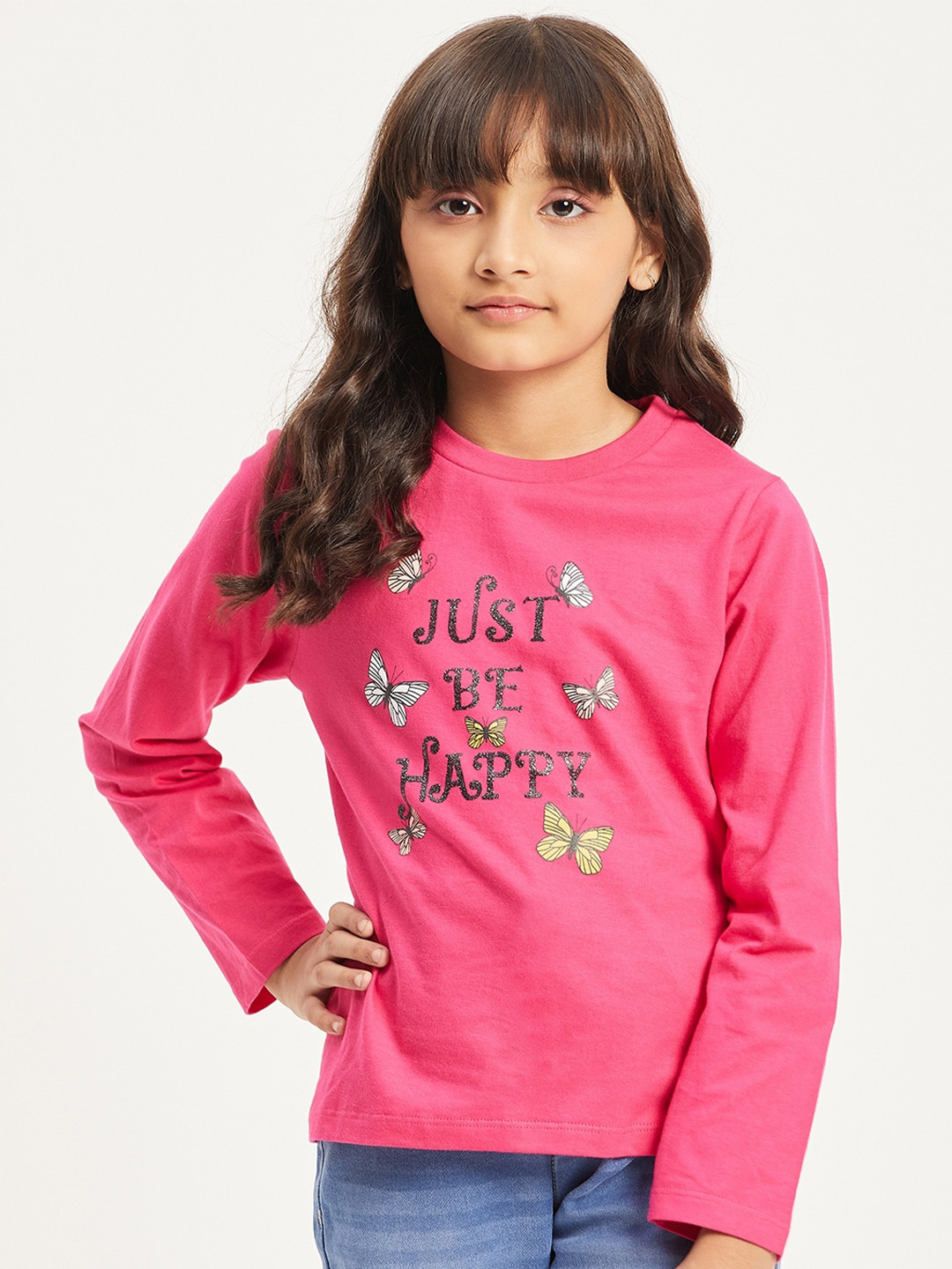 

Purple United Kids Girls Typography Printed Cotton T-shirt, Pink