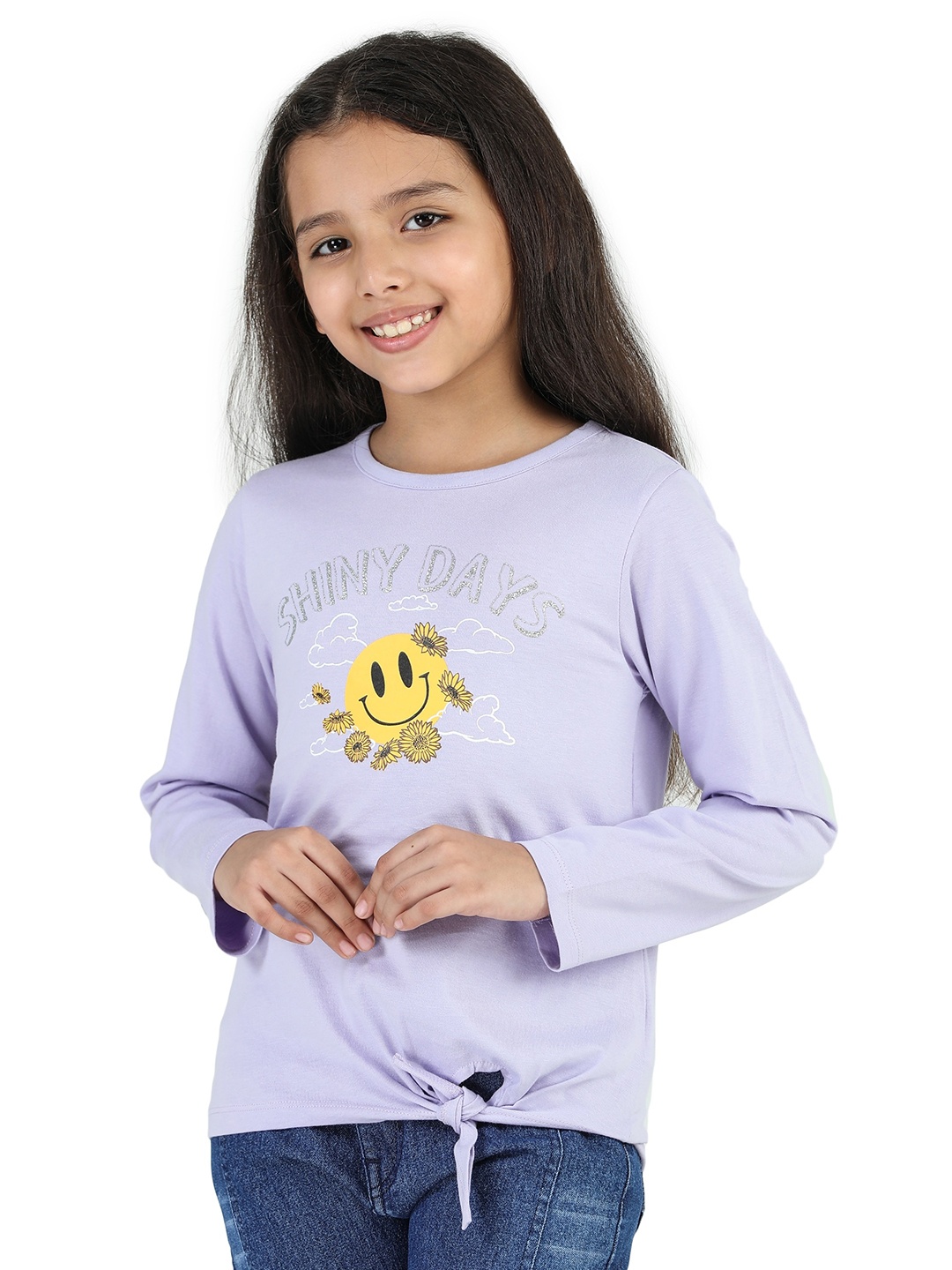 

Purple United Kids Girls Graphic Printed Cotton T-shirt, Lavender