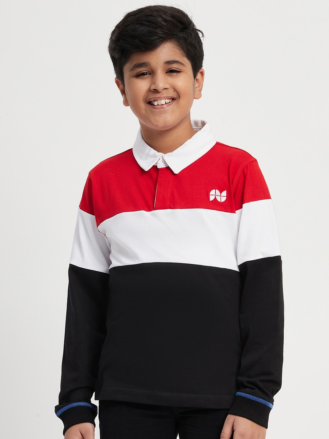 

Purple United Kids Boys Colourblocked Polo Collar T-shirt, Red