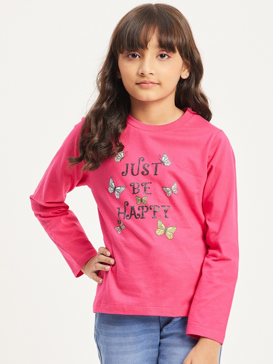 

Purple United Kids Girls Typography Printed Cotton T-shirt, Fuchsia