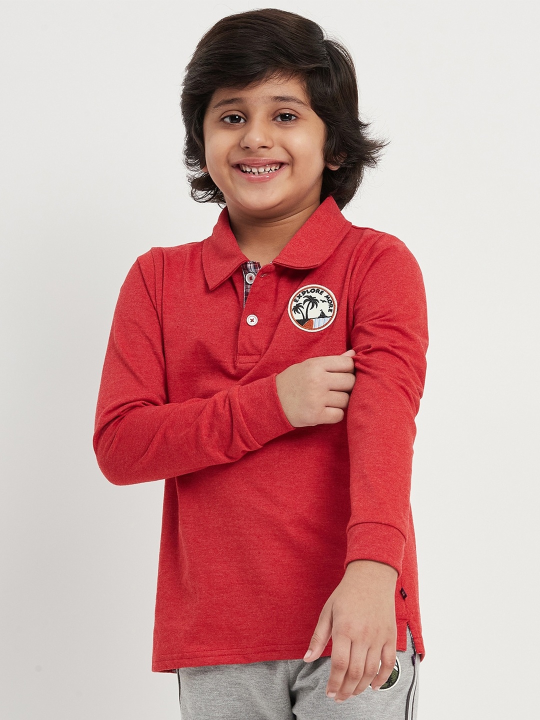 

Purple United Kids Boys Polo Collar Cotton T-shirt, Red