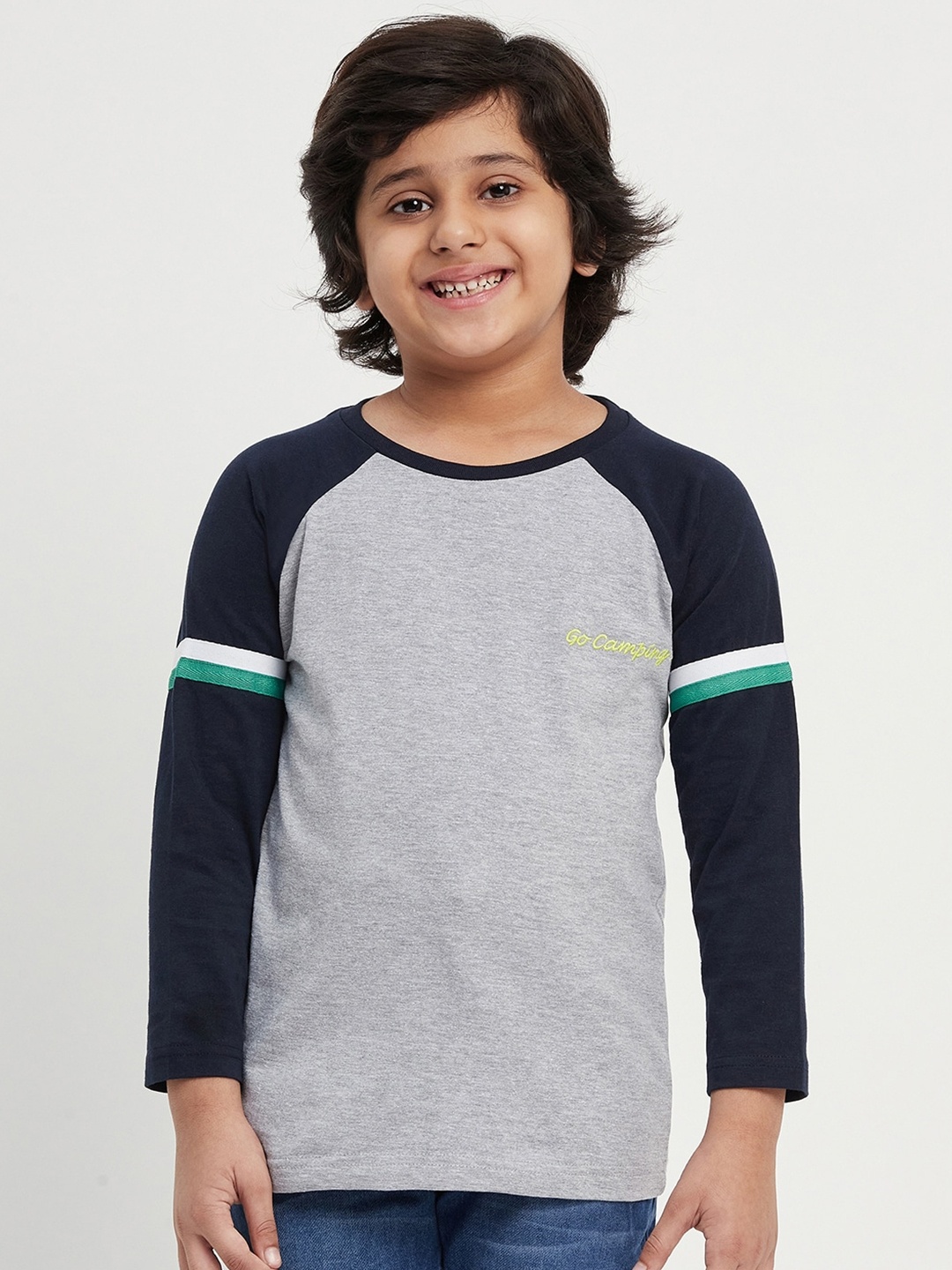 

Purple United Kids Boys Colourblocked Cotton Regular T-shirt, Grey