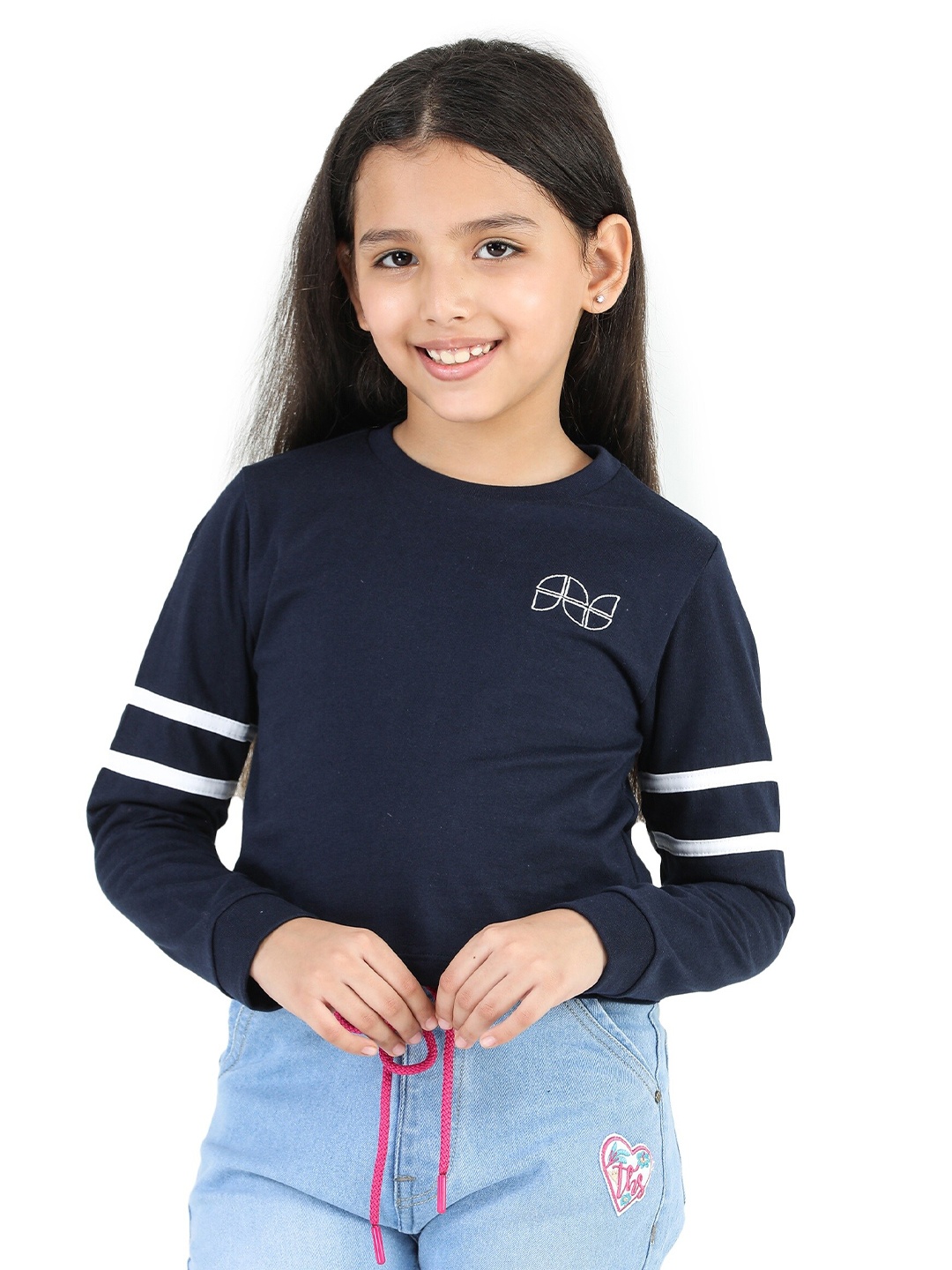 

Purple United Kids Girls Round Neck Cotton Crop T-shirt, Navy blue