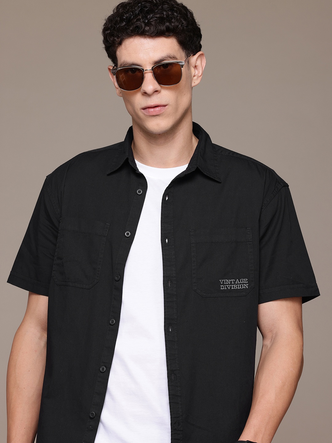 

The Roadster Lifestyle Co. Pure Cotton Relaxed Fit Shirt, Black