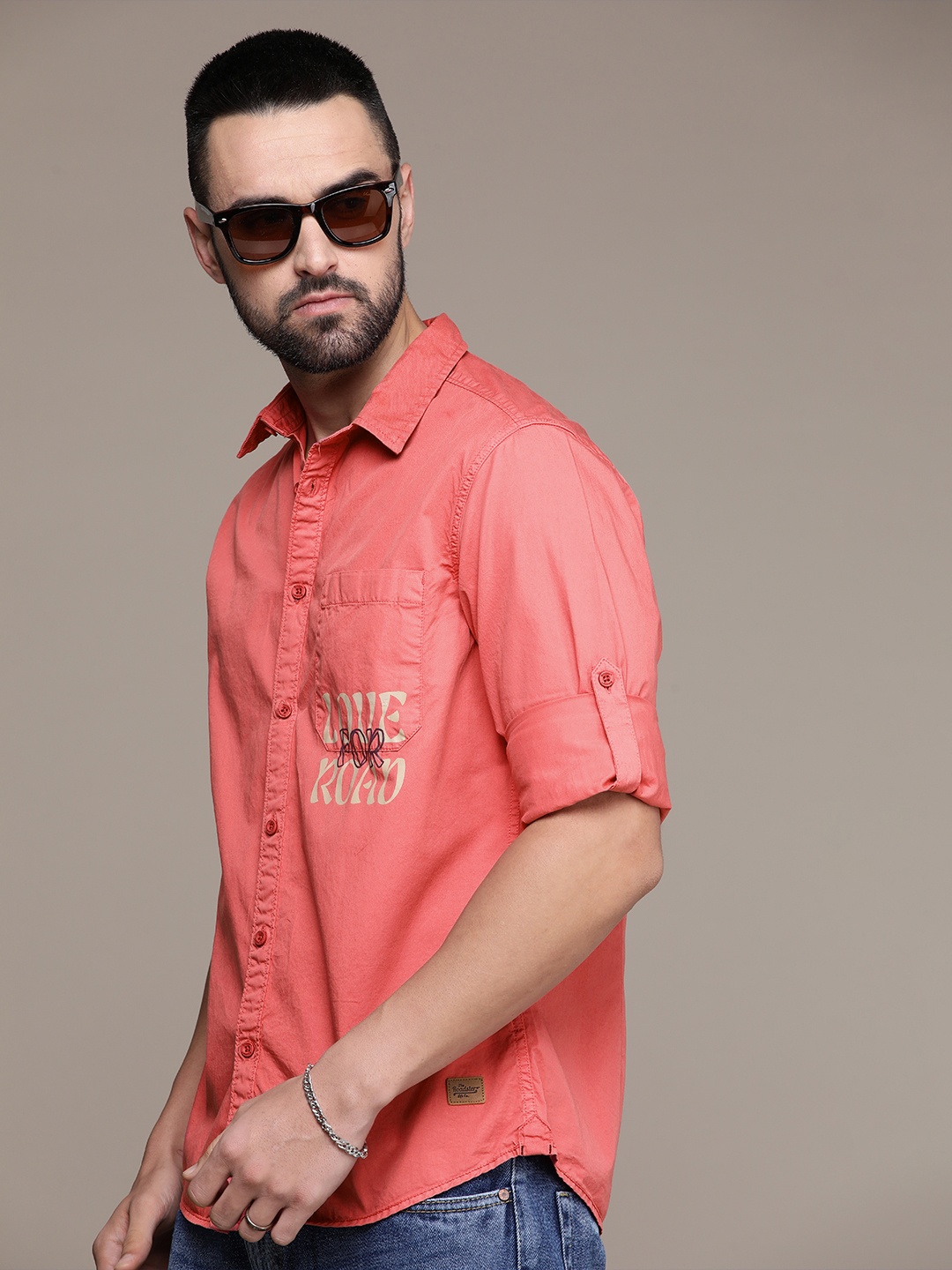 

The Roadster Life Co. Pure Cotton Relaxed Fit Casual Shirt, Coral