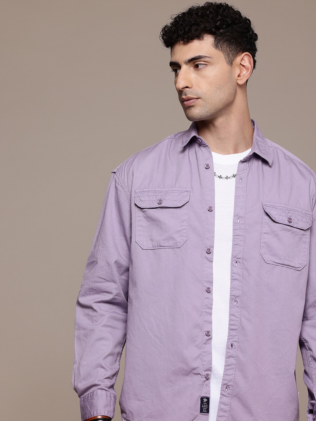 

The Roadster Life Co. Pure Cotton Relaxed Fit Casual Shirt, Lavender