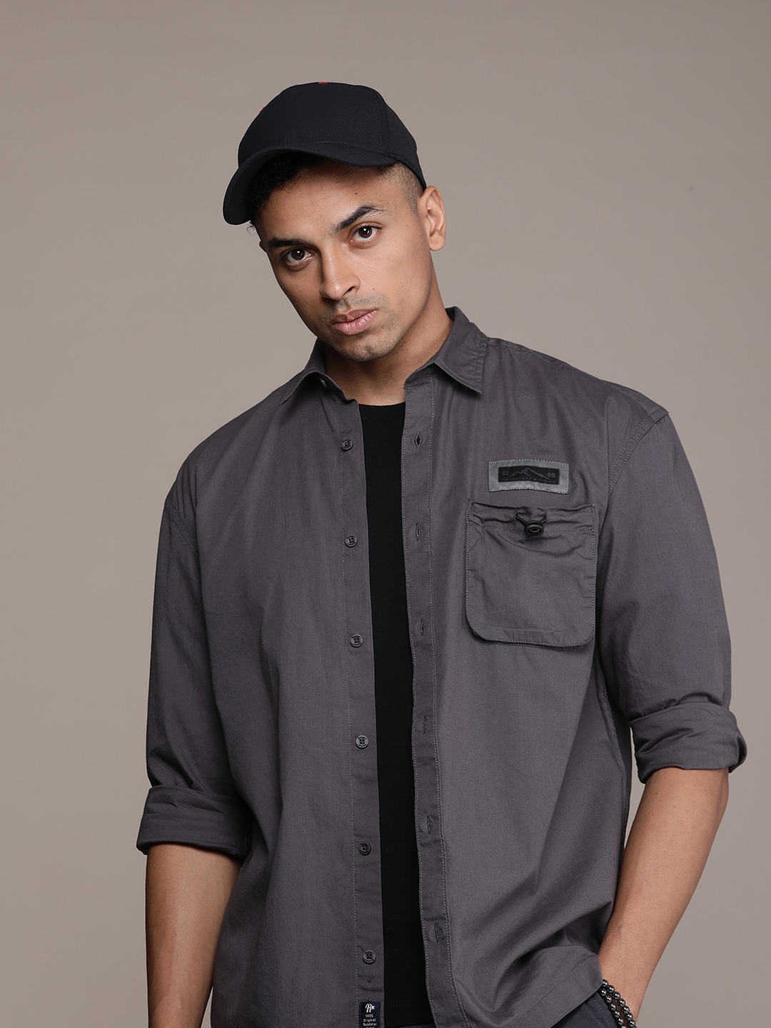 

The Roadster Life Co. Pure Cotton Oversized Fit Casual Shirt, Grey
