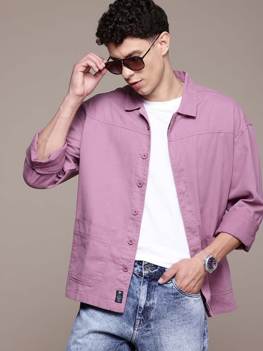 

The Roadster Lifestyle Co. Relaxed Fit Pure Cotton Casual Shirt, Purple