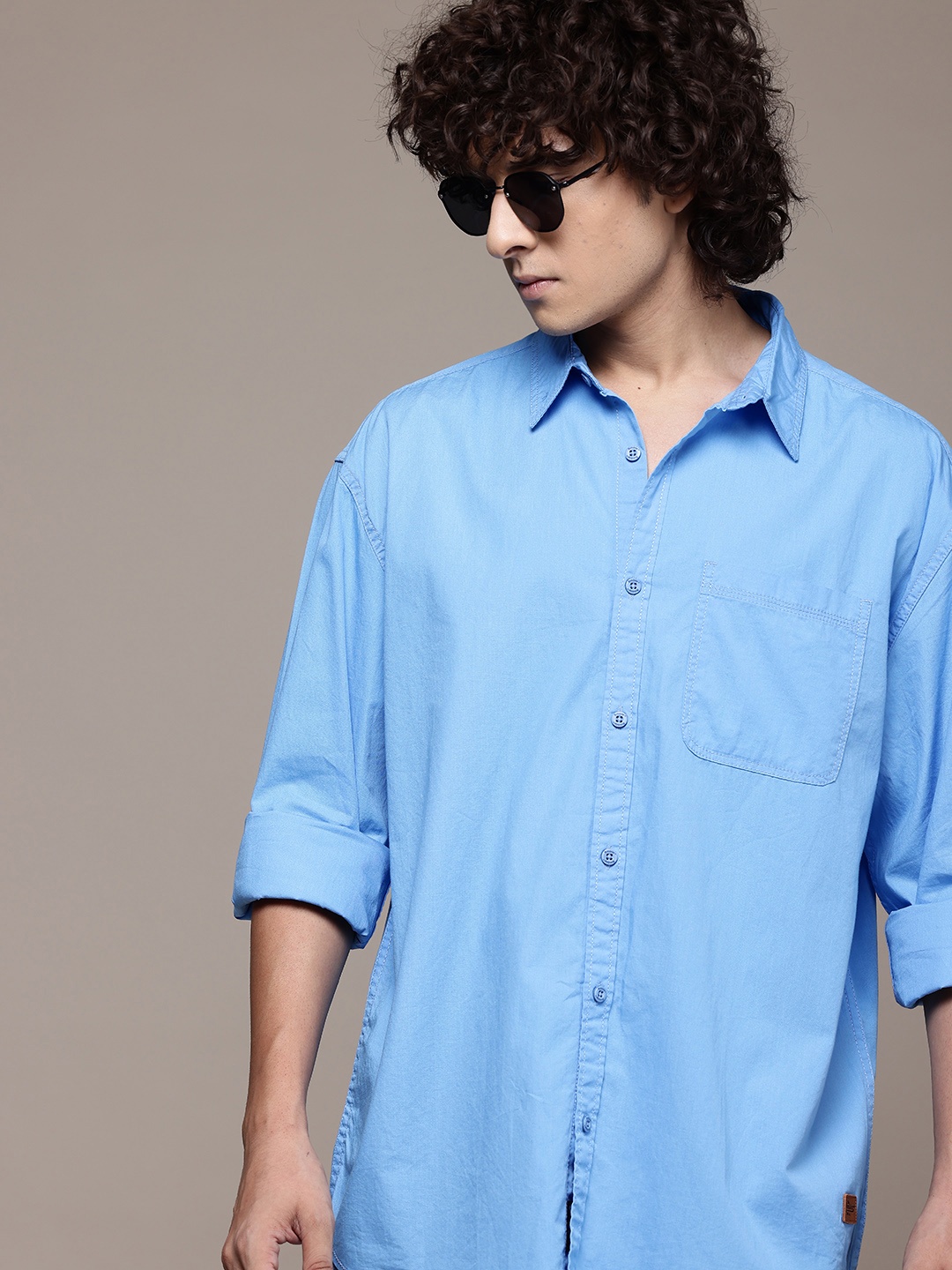 

The Roadster Lifestyle Co. Pure Cotton Casual Shirt, Blue