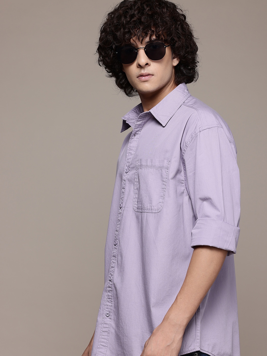 

The Roadster Lifestyle Co. Pure Cotton Casual Shirt, Lavender