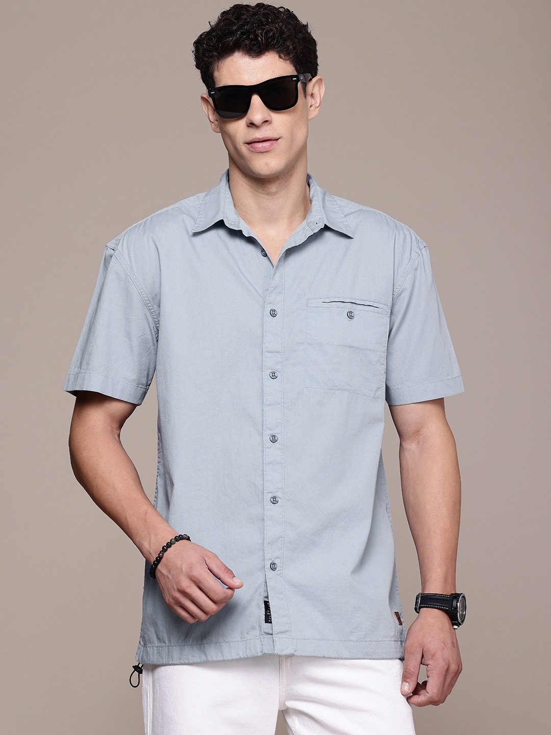 

The Roadster Life Co. Pure Cotton Relaxed Fit Casual Shirt, Blue