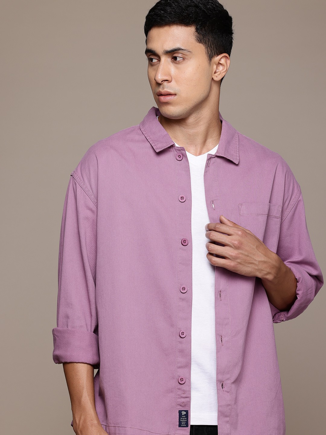 

The Roadster Lifestyle Co. Pure Cotton Relaxed Fit Shacket, Mauve