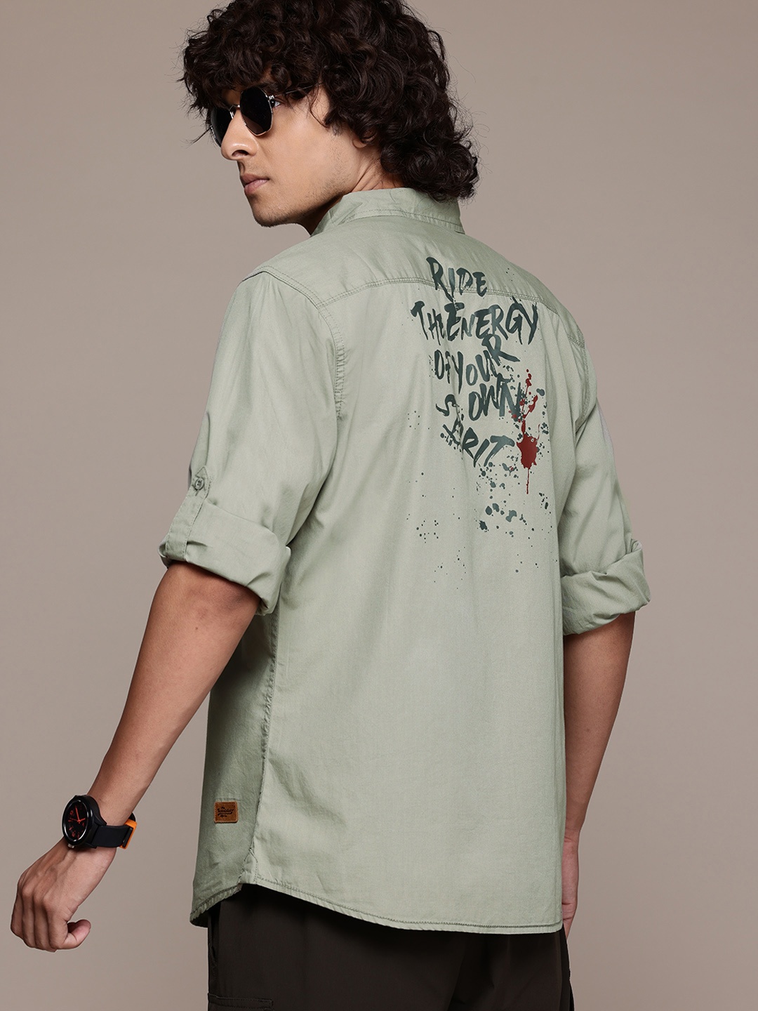 

The Roadster Lifestyle Co. Cotton Printed Casual Shirt, Green
