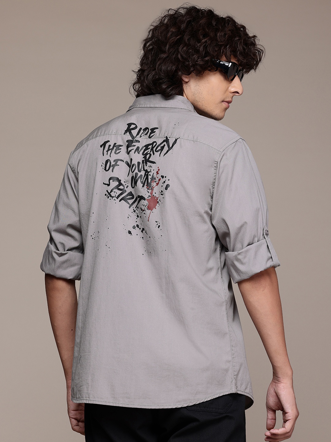 

The Roadster Lifestyle Co. Cotton Printed Casual Shirt, Grey