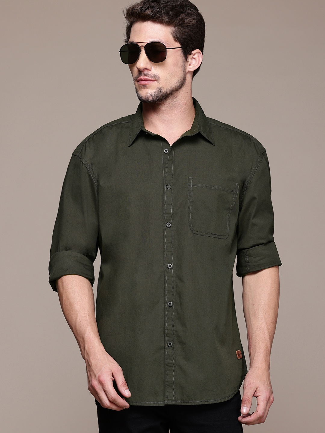 

The Roadster Lifestyle Co. Pure Cotton Relaxed Fit Shirt, Olive