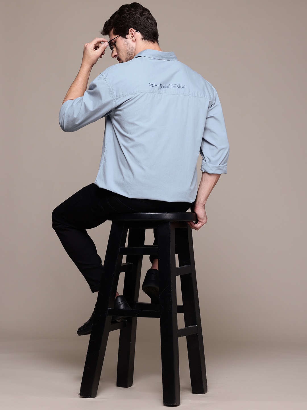 

The Roadster Lifestyle Co. Pure Cotton Relaxed Fit Shirt, Blue