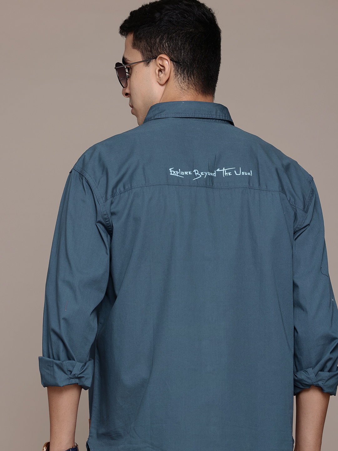 

The Roadster Lifestyle Co. Pure Cotton Relaxed Fit Shirt, Navy blue
