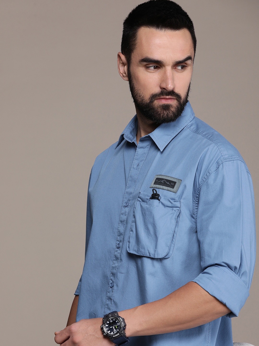 

The Roadster Lifestyle Co. Men Cotton Relaxed Fit Casual Shirt, Blue